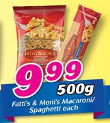 Fatti's & Moni's Macaroni/Spaghetti-500g Each