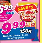 Willards Cheese Curls Assorted-150g Each