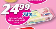 Johnson's Baby Wipes Assorted-72's