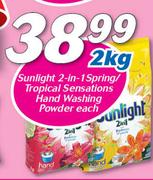 Sunlight 2 In 1 Spring/Tropical Sensations Hand Washing Powder-2Kg Each