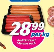 Red/Smoked Viennas-Per kg Each