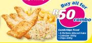 Cambridge Food 4-Portions Minced Hake, Coleslaw-500g &  Chips-600g-For All