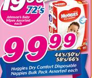 Huggies Dry Comfort Disposable Nappies Bulk Pack Assorted-44/50/58/66's Each