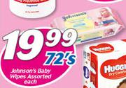 Johnson's Baby Wipes Assorted-72's