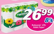 Twinsaver 1 Ply Toilet Paper-8's