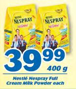 Nestle Nespray Full Cream Milk Powder 400g-Each