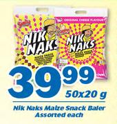 Nik Naks Maize Snack Baier 50X20g-Each