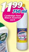 Cambridge Food Bleach-750ml Each