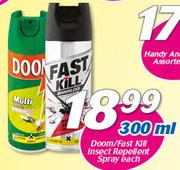 Doom/Fast Kill Insect Repellent Spray-300ml Each