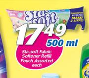 Sta Soft Fabric Softener Refill Pouch-500ml Each