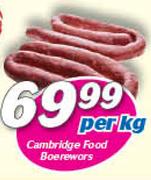 Cambridge Food Boerewors-Per kg