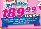 White Star Super Maize Meal-12.5Kg + Spekko Rice-5Kg + Sasko Cake Wheat Flour-10Kg Combo