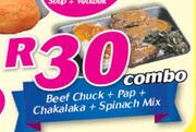 Beef Chuck + Pap + Chakalaka + Spinach Mix-Combo