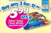 Bakers Topper Cream Biscuits Assorted-3 x 125g