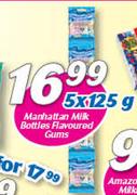 Manhattan Milk Bottles Flavoured Gums-5 x 125g