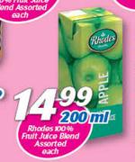 Rhodes 100% Fruit Juice Blend Assorted-200ml Each