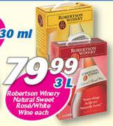Robertson Winery Natural Sweet Rose/White Wine-3Ltr Each