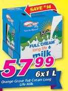 Orange Grove Full Cream Long Life Milk-6 x 1Ltr