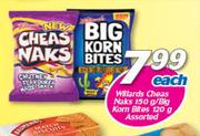 Willards Cheas Naks-150g/Big Korn Bites-120g Assorted-Each