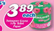 Twinsaver Econo 1 Ply Toilet Paper-Each