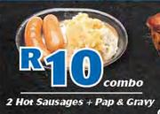 2 Hot Sausages + Pap & Gravy-Combo
