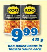 Koo Baked Beans In Tomato Sauce-410g Each