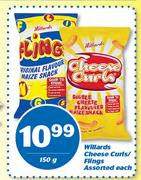 Willards Cheese Curls/ Flings-150g Each