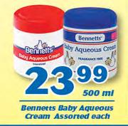 Bennetts Baby Aqueous Cream-500ml Each