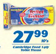 Cambridge Food 1 Ply Toilet Tissue-10's