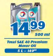 Total SAE 40 Premium Motor Oil-5Ltr