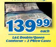 L&G Double/ Queen Comforter + 2 Pillow Cases-Each