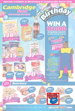Cambridge Food Klerksdorp : September Month End (20 Sept - 7 Oct 2018), page 1