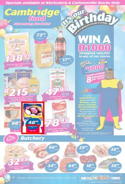 Cambridge Food Klerksdorp : September Month End (20 Sept - 7 Oct 2018), page 1