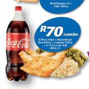 4 Piecee Hake + Mozambican Rice-600g + Colesaw-500g + 1 x Coca Cola Salt Drink-2Ltr Combo