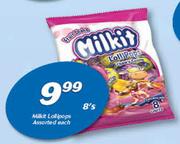 Milkit Lollipops Assorted-8's Each