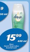 Dawn Hand & Body Lotion Assorted-400ml Each