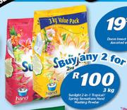 Sunlight 2 In 1 Tropical/Spring Sensation Hand Washing Powder-2 x 3Kg