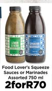 Food Lover's Squeeze Sauces Or Marinades Assorted-For 2 x 750ml