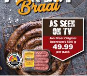Jan Braai Original Boerewors-500g Per Pack