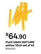 Natcare Yellow 10cm Set Of 45 Plant Labels