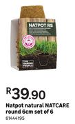 Natcare Round 6cm Set Of 6 Natural Natpot