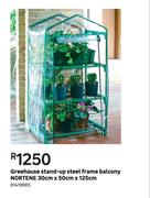 Nortene Greenhouse Stand Up Steel Frame Balcony 30cm x 50cm x 125cm