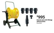 Hose & Reel With Fittings 20m x 12.5mm