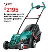 Bosch 1300W 34cm Electric Lawnmower With 40L Grass Box