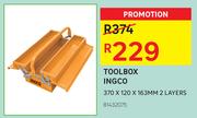 Toolbox Ingco 370 x 120 x 163mm 2 Layers
