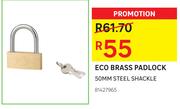 Eco Brass Padlock 50MM Steel Shackle