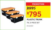 Plastic Trunk 75L 3 Piece Set