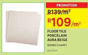 Floor Tile Porcelain Aura Beige 60 x 60(1.44 Sqm)-Per Sqm