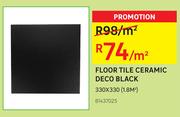 Floor Tile Ceramic Deco Black 330 x 330(1.8 Sqm)-Per Sqm