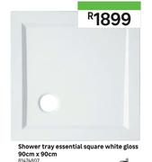 Shower Tray Essential Square White Gloss 90cm x 90cm 81474807